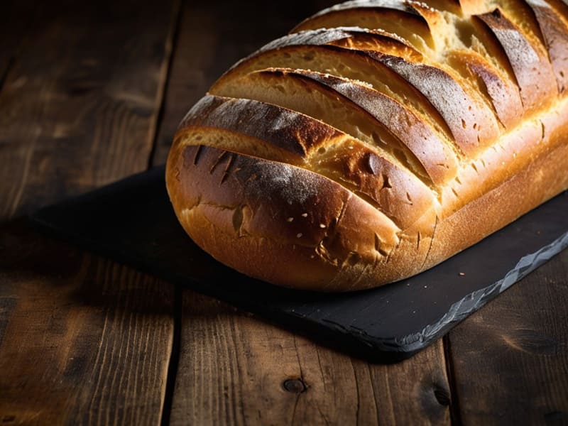 Fertiges Brot mit schöner Kruste und Einschnitten